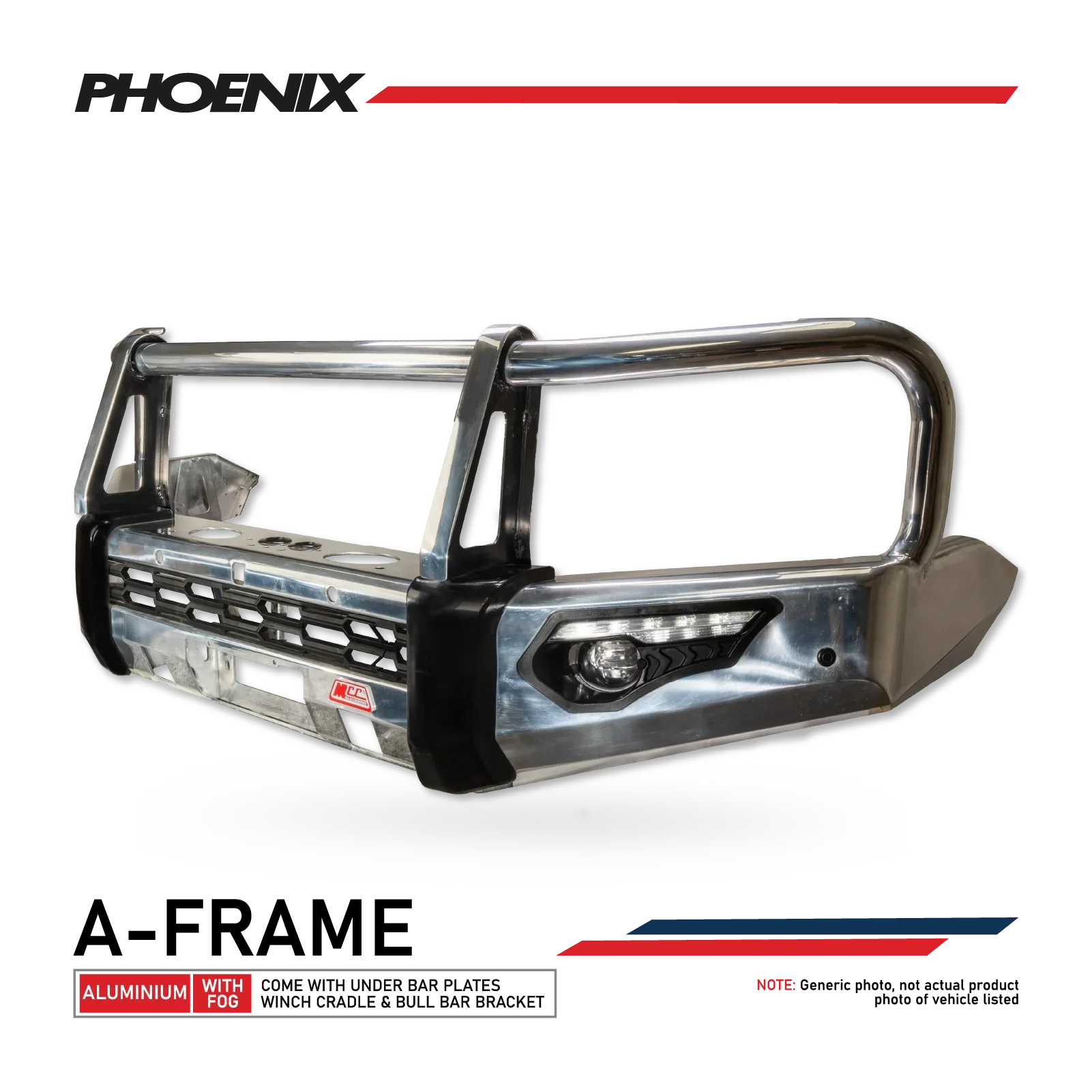 Hilux N80 2016-2020 808-02A Alloy Phoenix Bull Bar A-Frame Package - SKU MCC-01017-802AW