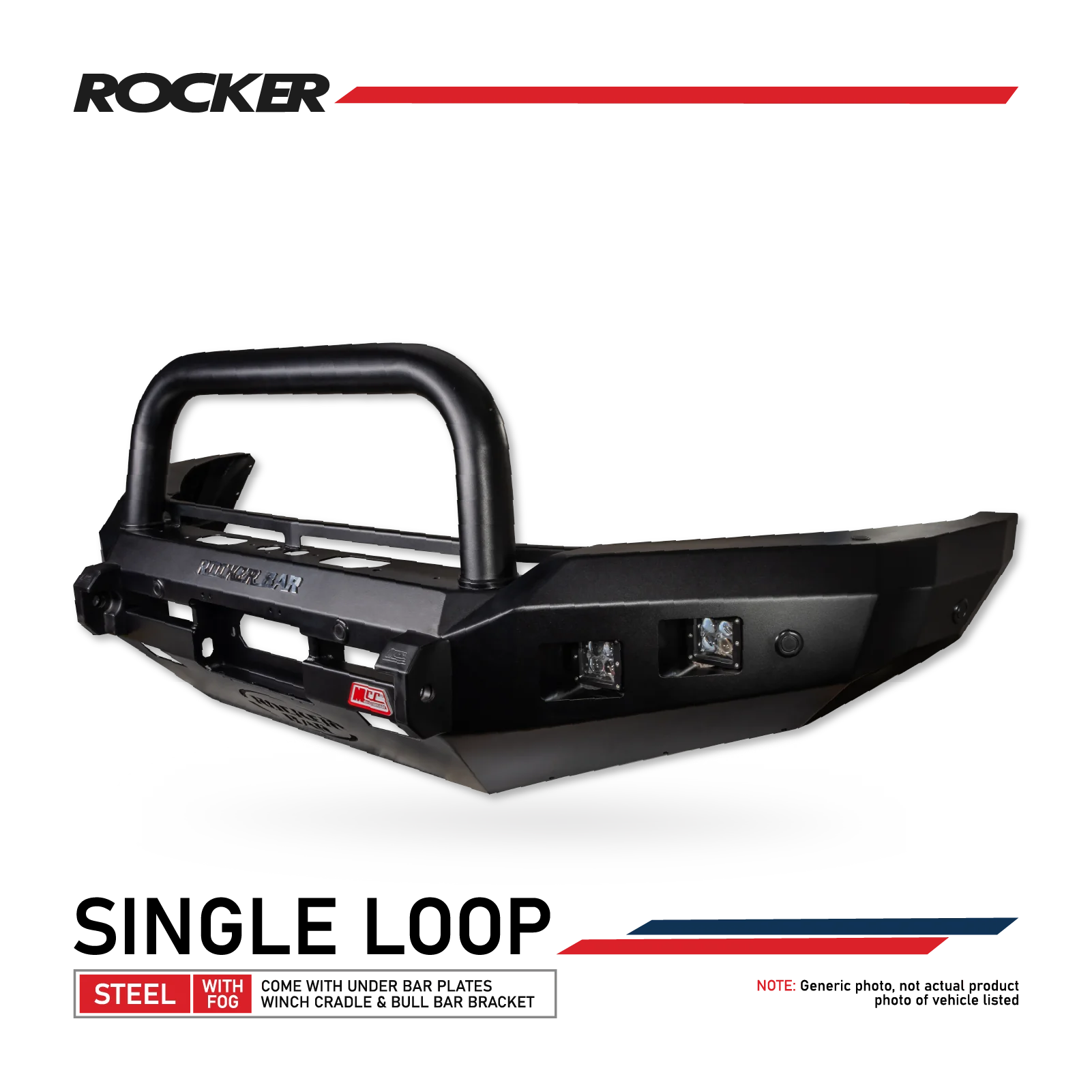 Prado 90 1996-2002 078-01SQSBL Rocker Bull Bar Single Sand Black Loop Package - SKU MCC-01009-7801SQSBL