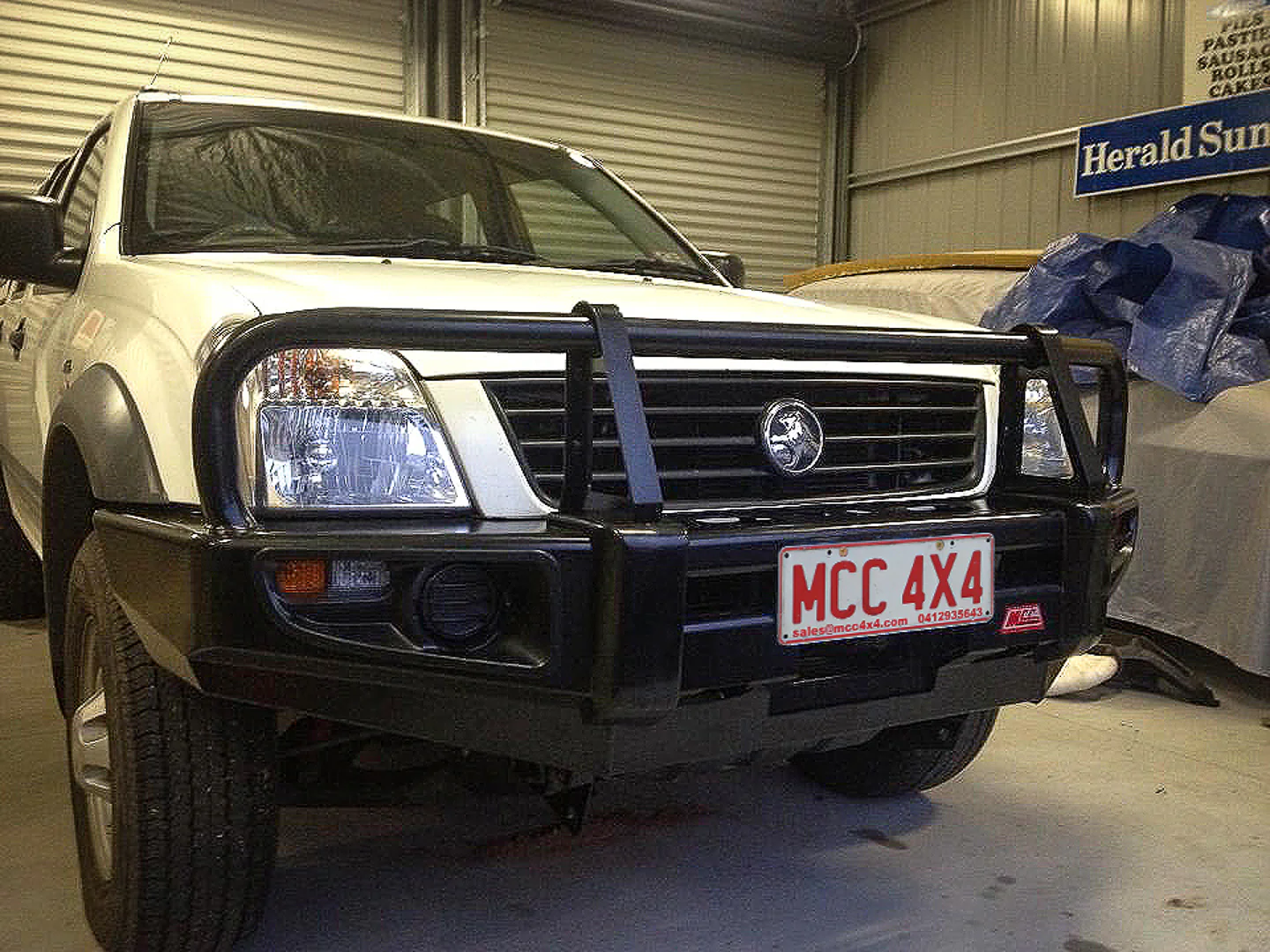 Dmax 2003-2006/ Holden Rodeo RA - 707-02 Falcon Bull Bar Black A-Frame Package (LED Foglight) - SKU MCC-07001-702FOGUP - Image 2