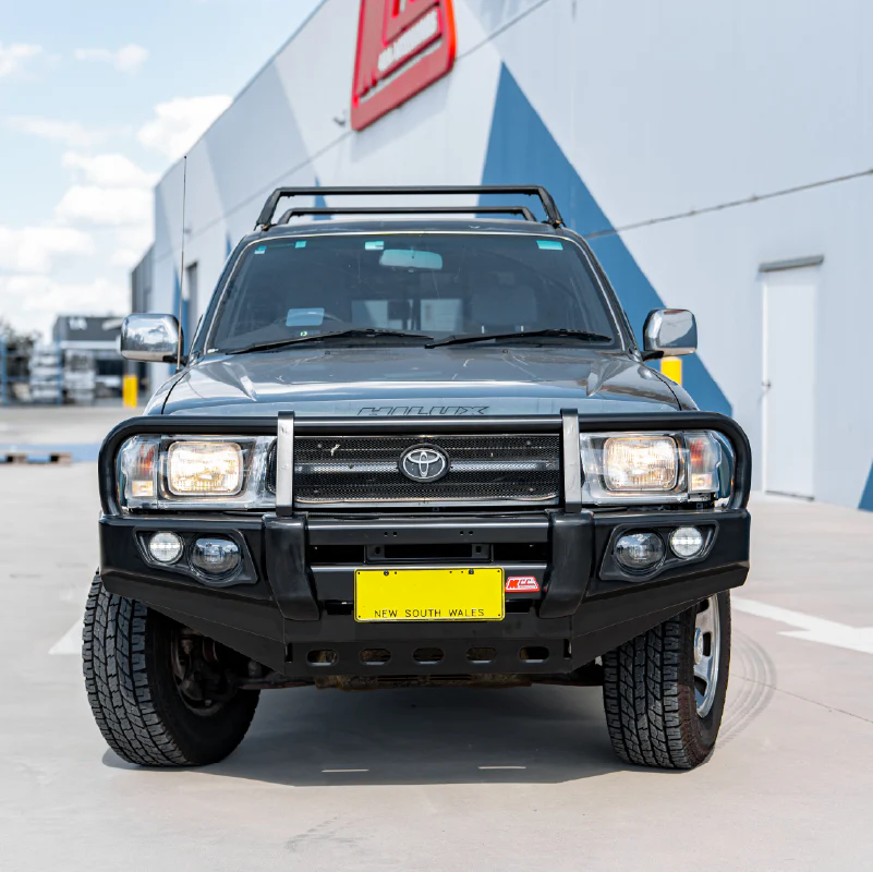 Toyota Hilux 1997-2004 707-02 Falcon Bull Bar Black A-Frame Package (LED Foglight) - SKU MCC-01001-702FOGUP - Image 2