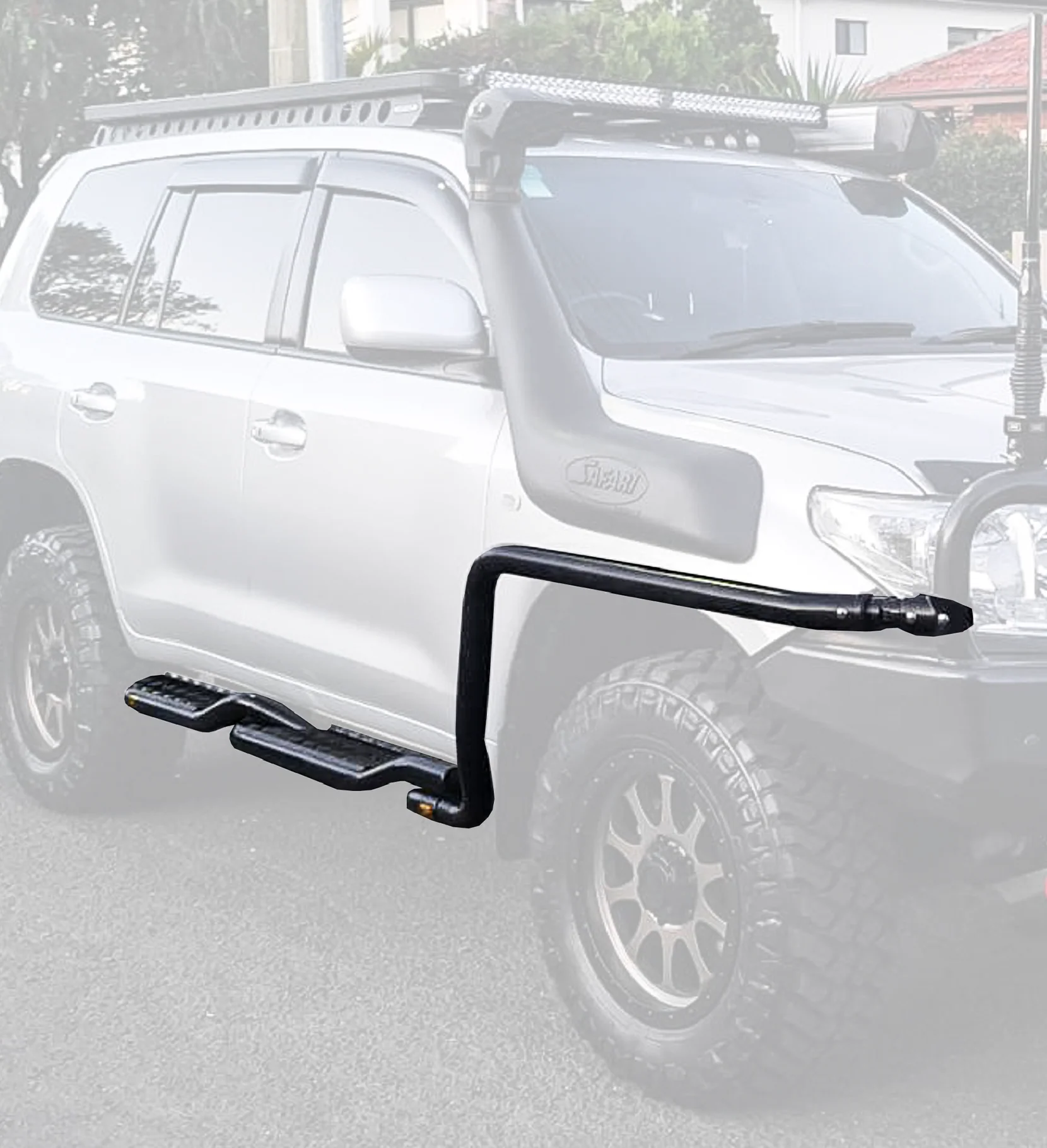 Triton MV 2024-On 039TWBSR Twisted Side Step and Rail Package (Chrome Step Plate) (50mm Bull Bar)