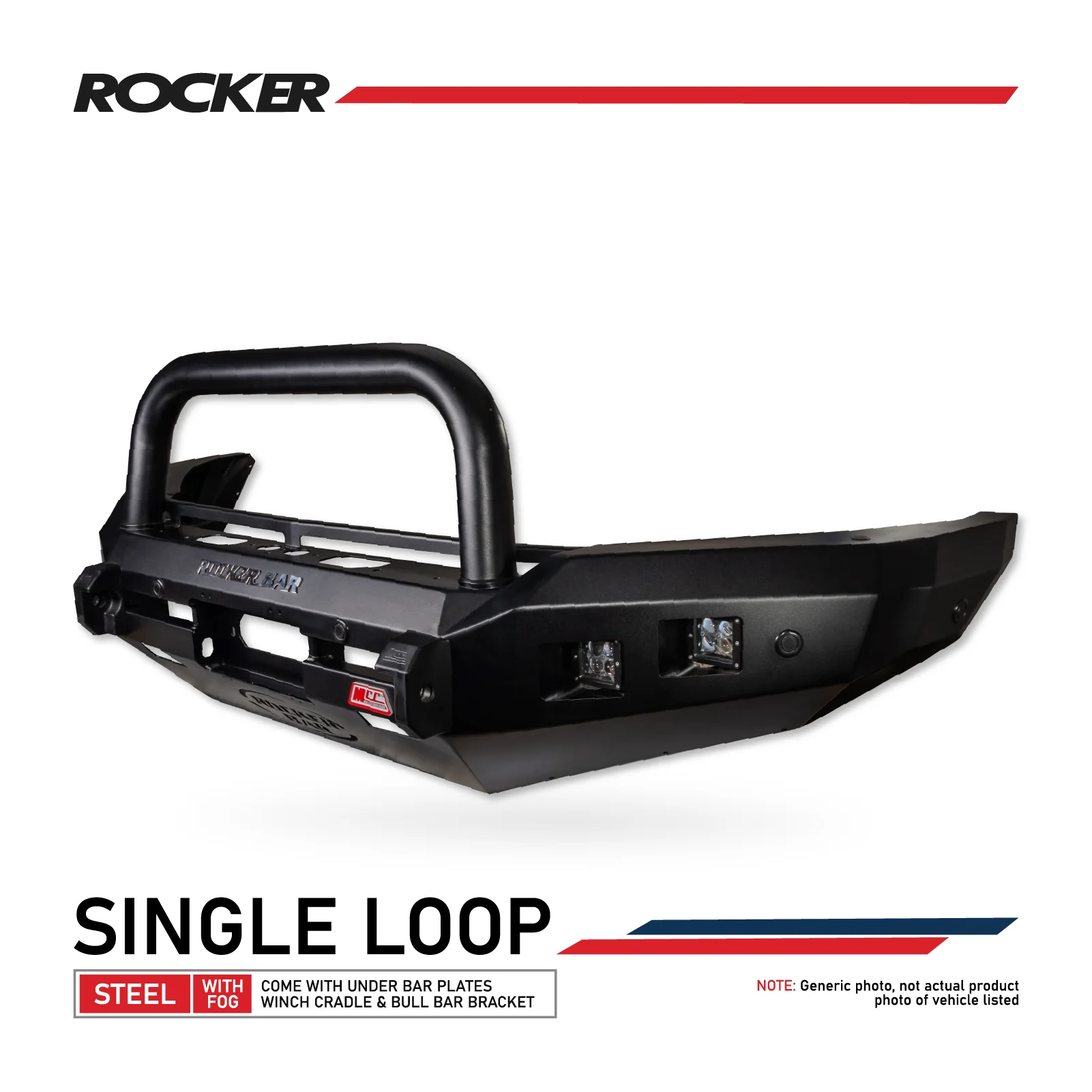 Triton MV 2024-On 078-01SQSBL Rocker Bull Bar Single Sand Black Loop Package
