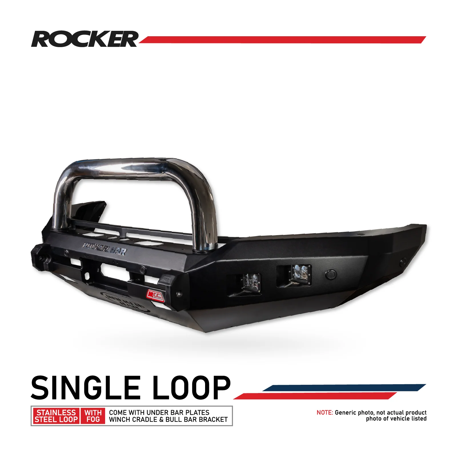 Triton MV 2024-On 078-01SQSSL Rocker Bull Bar Single Stainless Loop Package